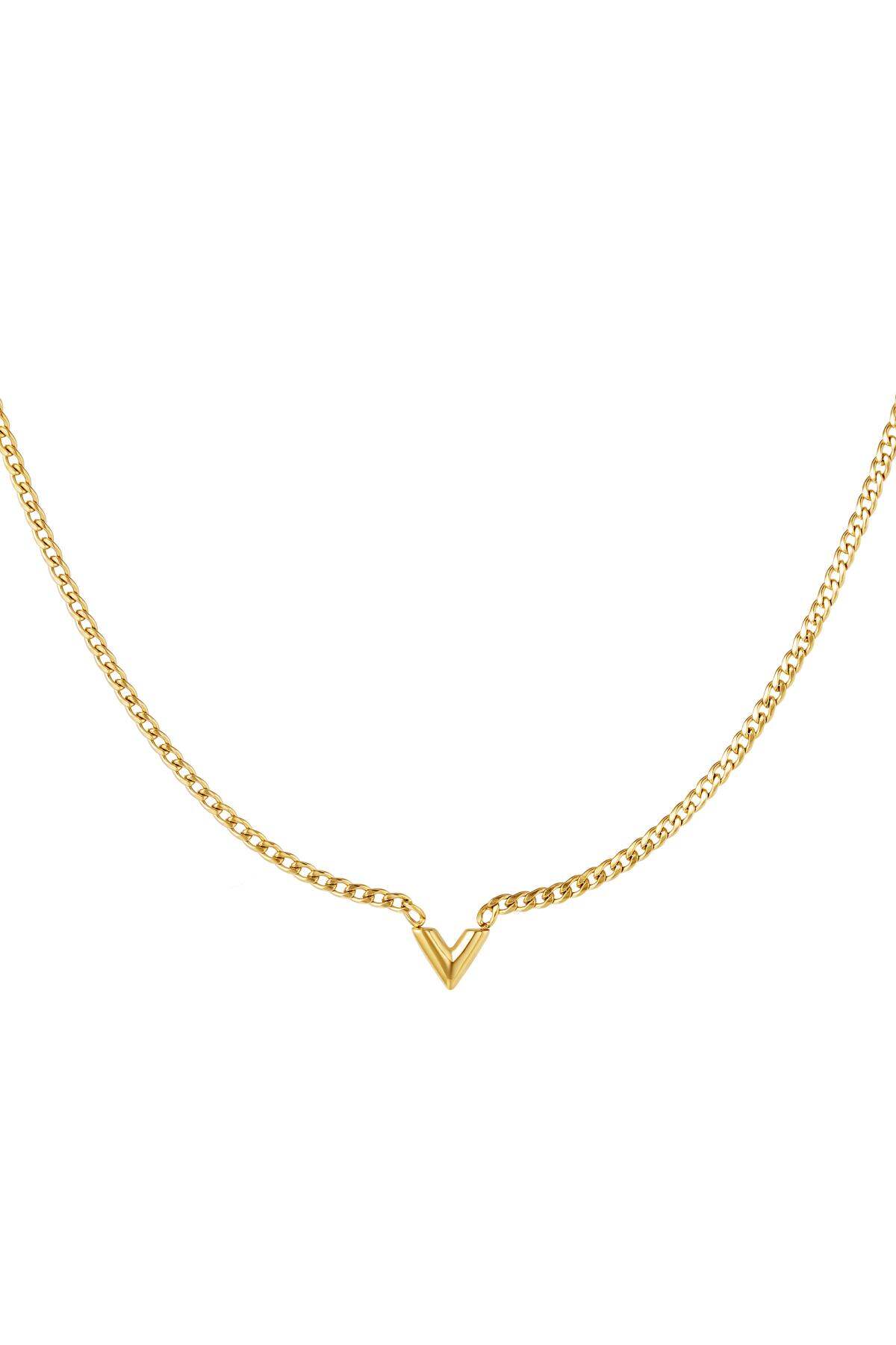 Edelstalen Ketting Letter V Goud kleur Stainless Steel h5 