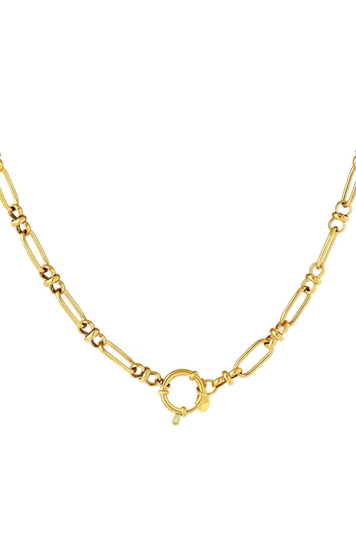 Round closure necklace Gold Color Stainless Steel