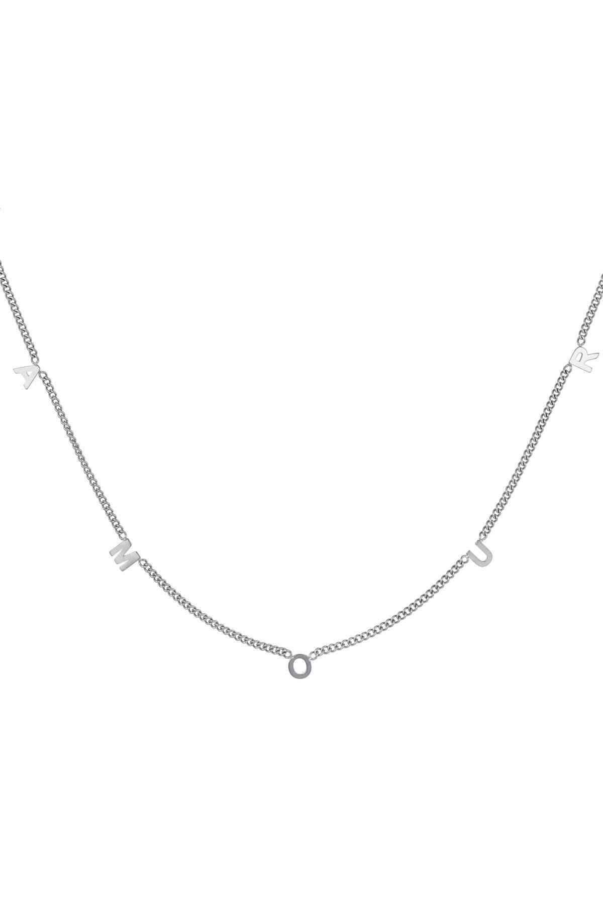 Necklace Amour Silver Color Stainless Steel 