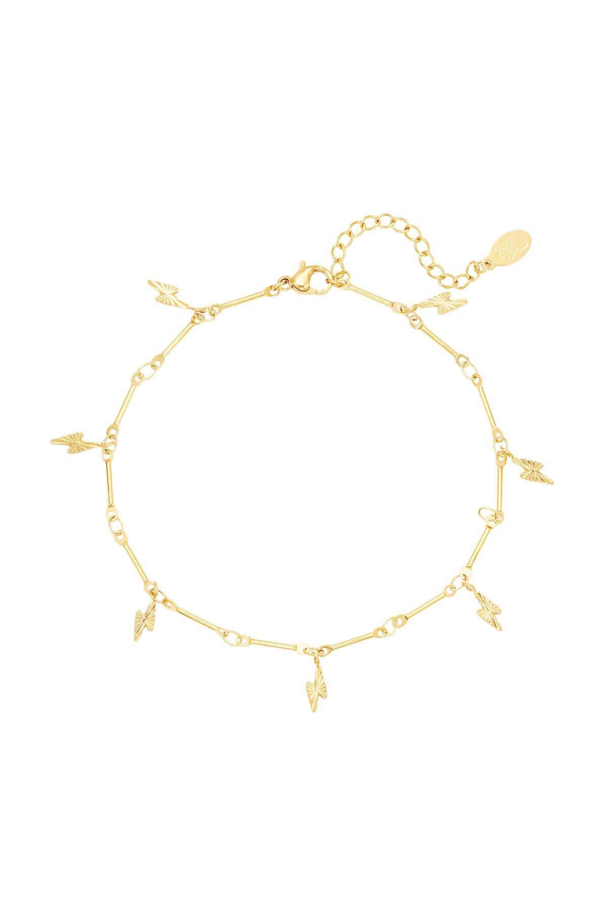 Fußkettchen mit Blitz-Anhänger Goldfarbe Edelstahl 