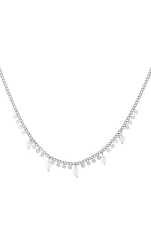 İnci ve halkalı kolye Silver Color Stainless Steel h5