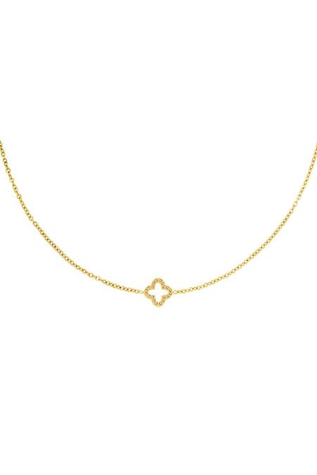 Halskette Klee Zirkon Goldfarbe Edelstahl