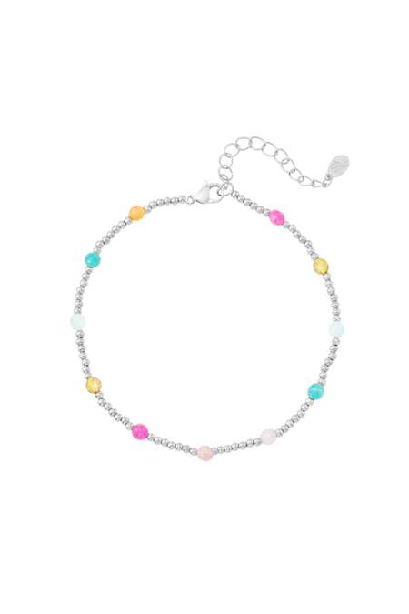 Cavigliera in acciaio inossidabile perline colorate Silver Color Stainless Steel 2