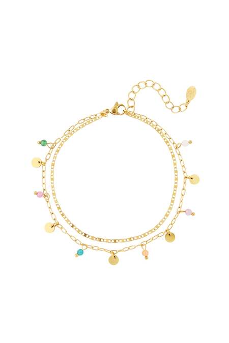 Cavigliera doppia catena con charms Gold Stainless Steel 2