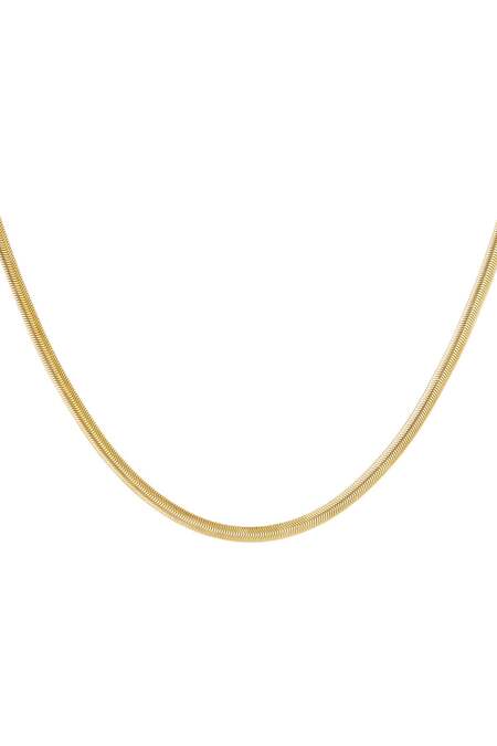 Flat Link Necklace Gold Color Stainless Steel