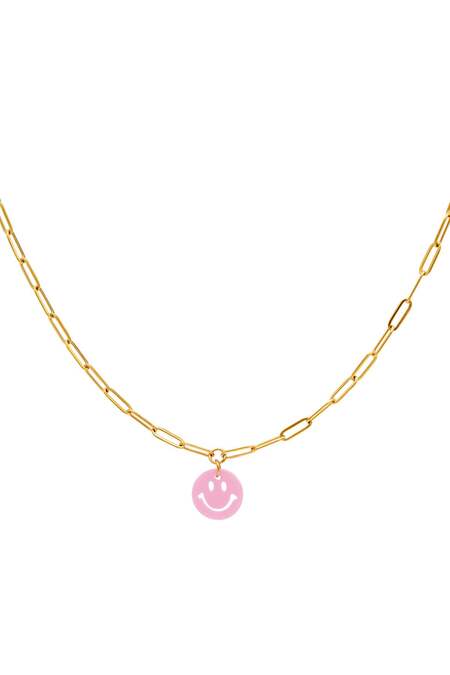Kinder - Smiley-Halskette Rosè & Goldfarbe Edelstahl