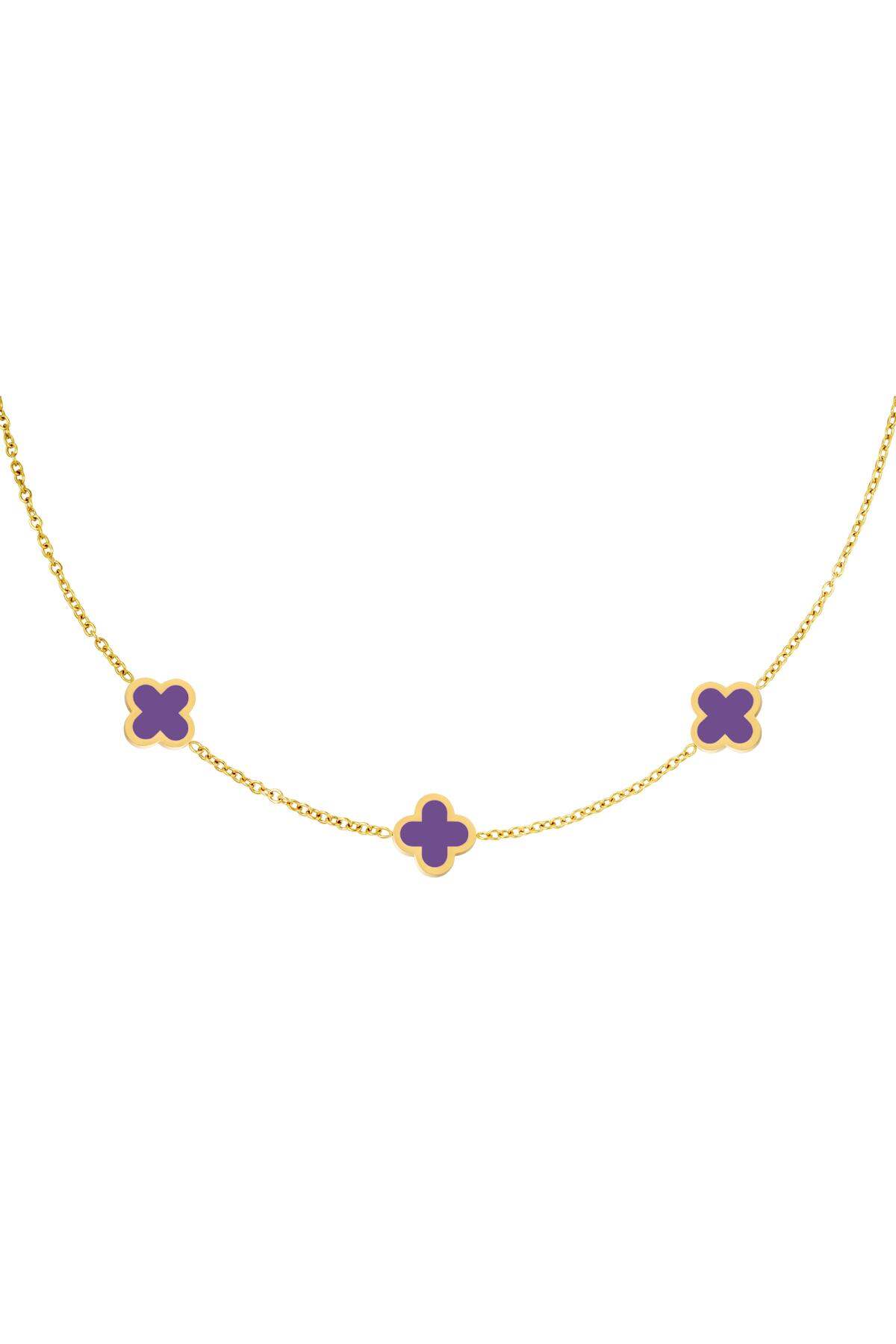 Ketting drie kleurrijke klavers Rosé Stainless Steel h5 