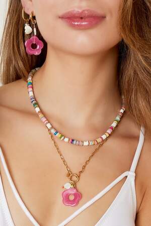 Halskette rosa Blume - Kollektion Beach Rosè & Goldfarbe Edelstahl h5 Bild3