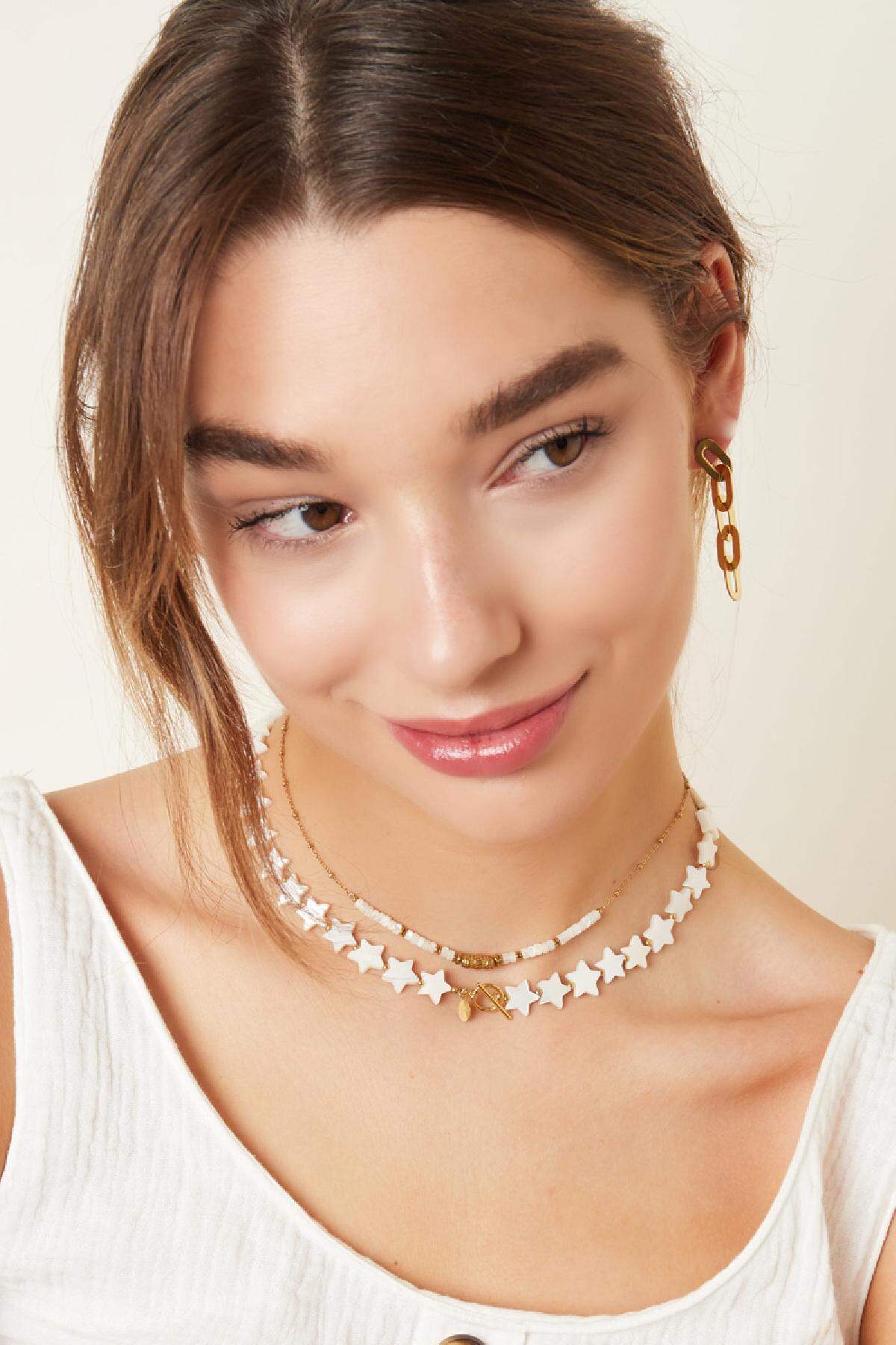 Kolye kabuk yıldızları - Plaj koleksiyonu White gold Sea Shells Resim2
