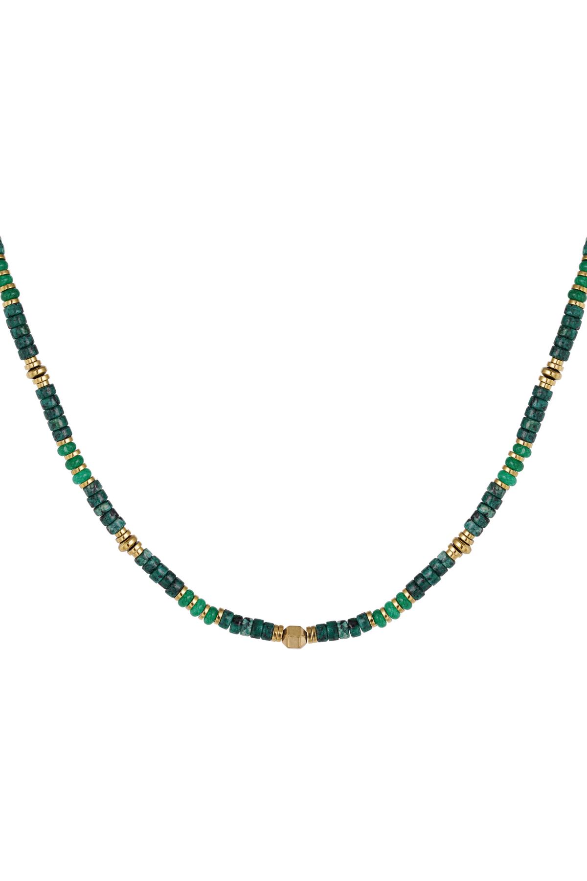 necklace with small colored stones green &