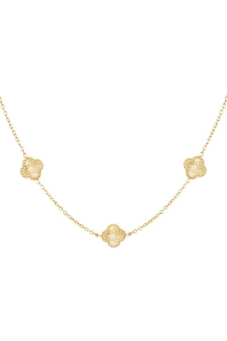 Necklace clover with pattern Gold Color Stainless Steel