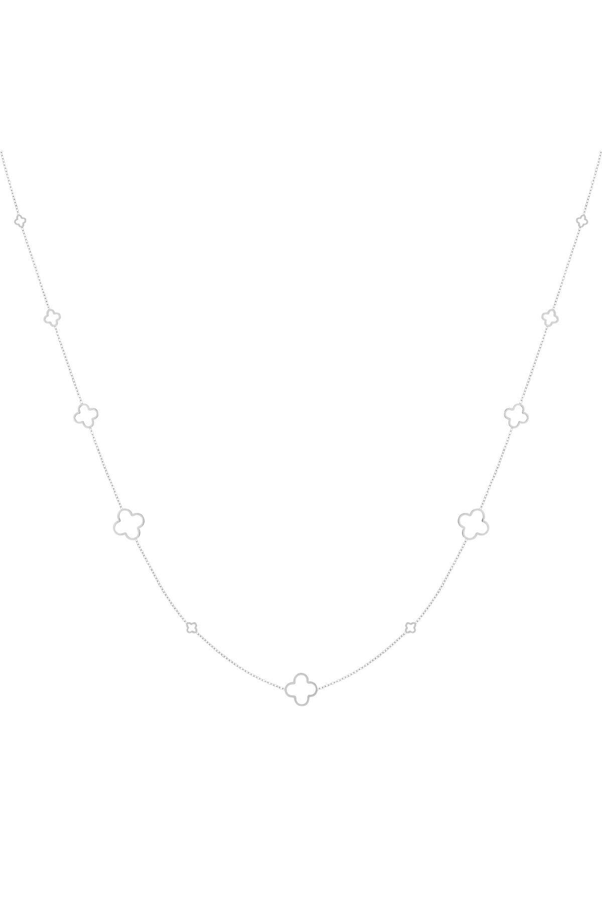 Necklace long clovers Silver Color Stainless Steel 