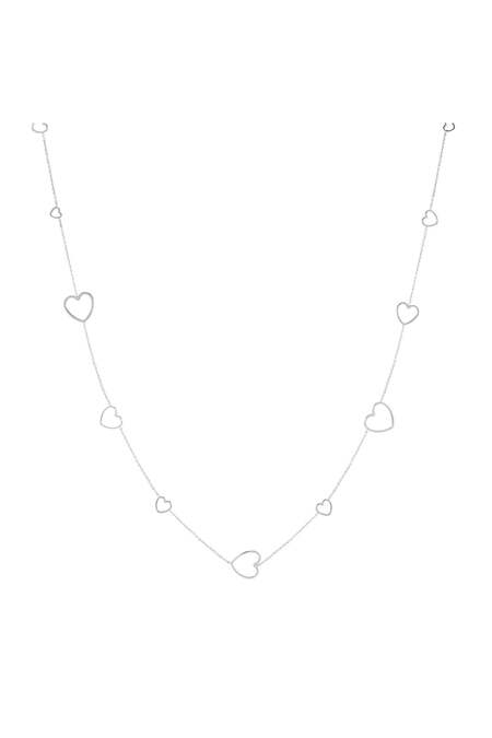 Langkettige Herzen Silber Edelstahl