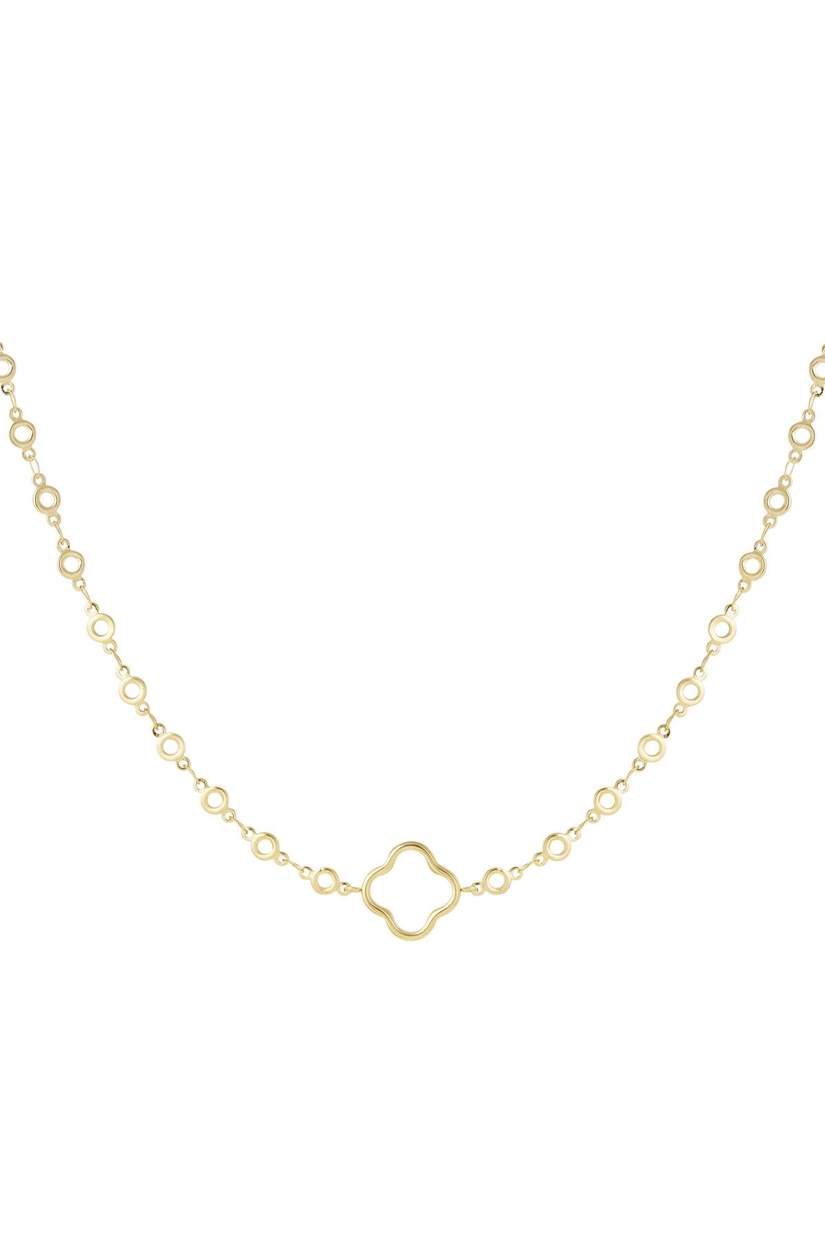 Chain circles with clover Gold Color Stainless Steel