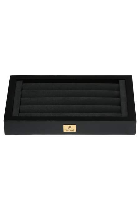 Exhibidor de 20 anillos Negro & Color dorado Poliéster 2