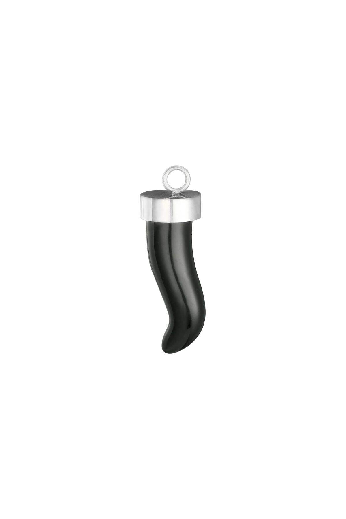 Charm Horn Schwarz & Silber Edelstahl 