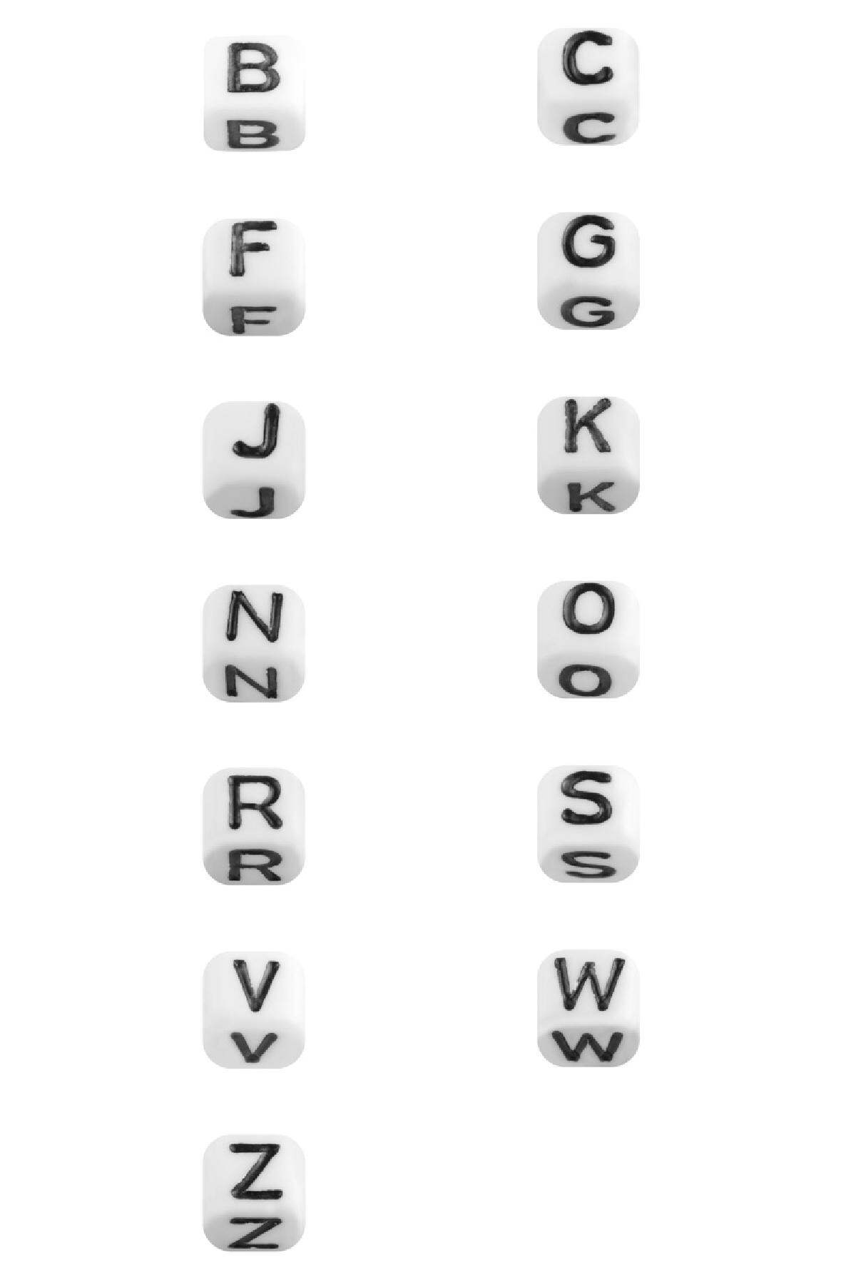 Kralen DIY Letter A - 6MM Zwart & Wit Plastic h5 Afbeelding2