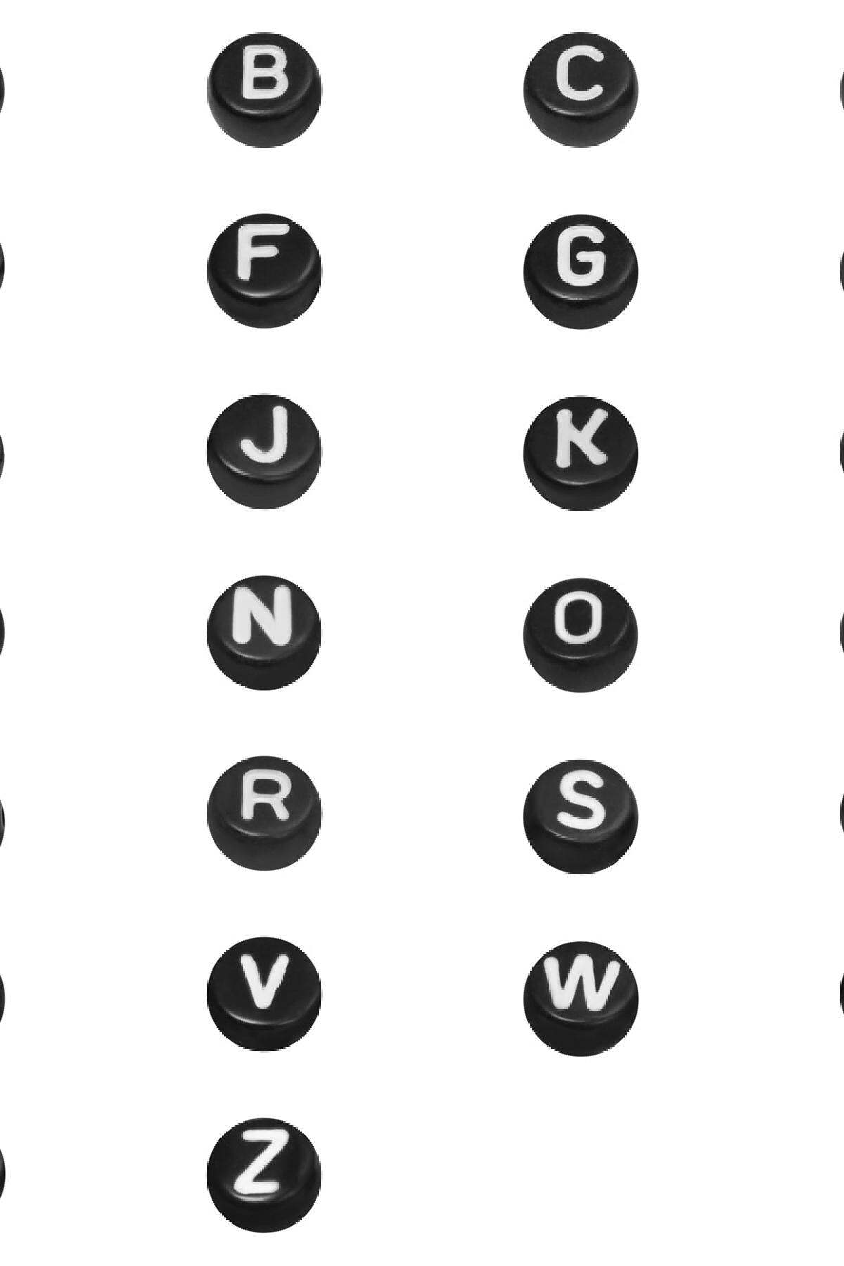 DIY Flat Beads Letter A - 7MM Zwart Plastic h5 Afbeelding2