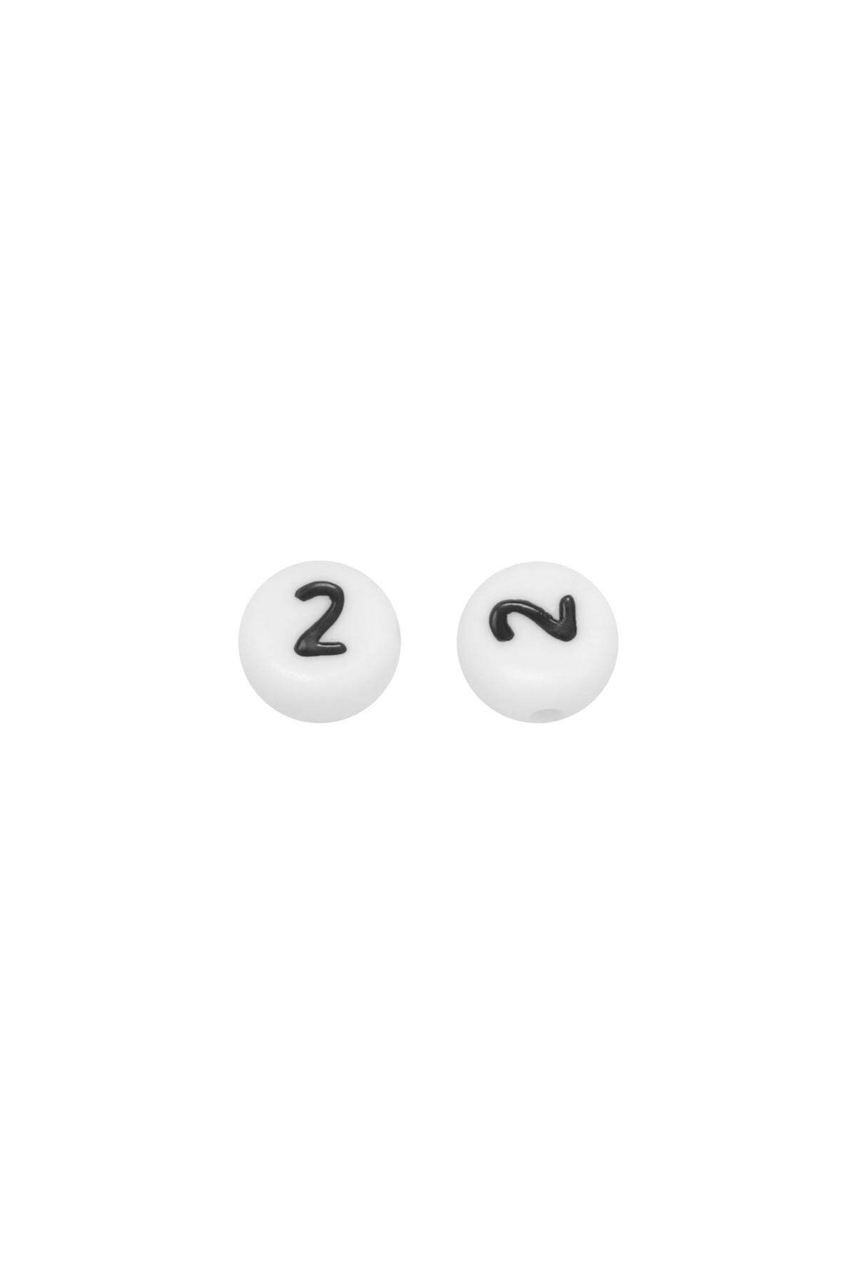 Perline Numero 2 - 4MM Black & White Plastic