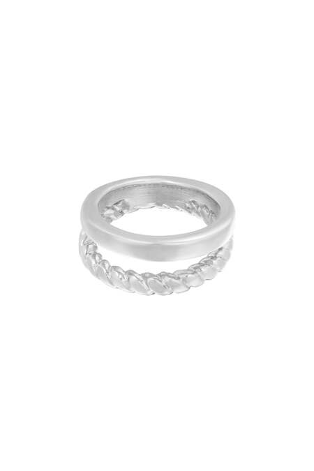 Ring Doubled Silver Color Stainless Steel 16 2