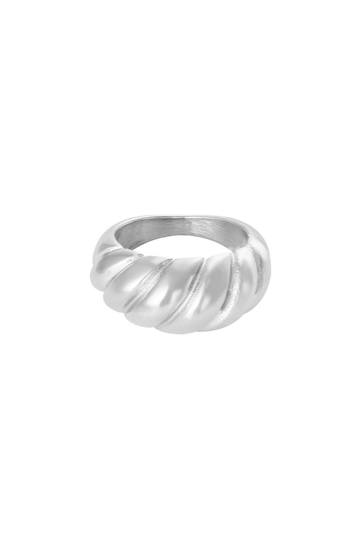 Ring Large Baguette Silver Color Stainless Steel 16