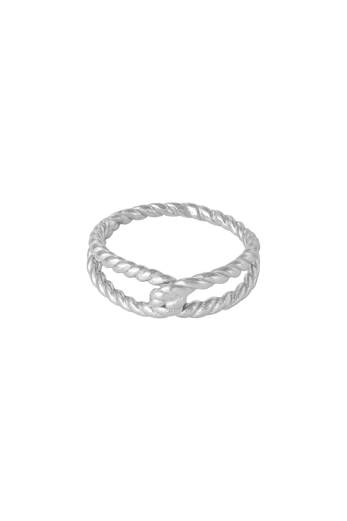 Ring Twisted Rope Silver Color Stainless Steel 16 h5 
