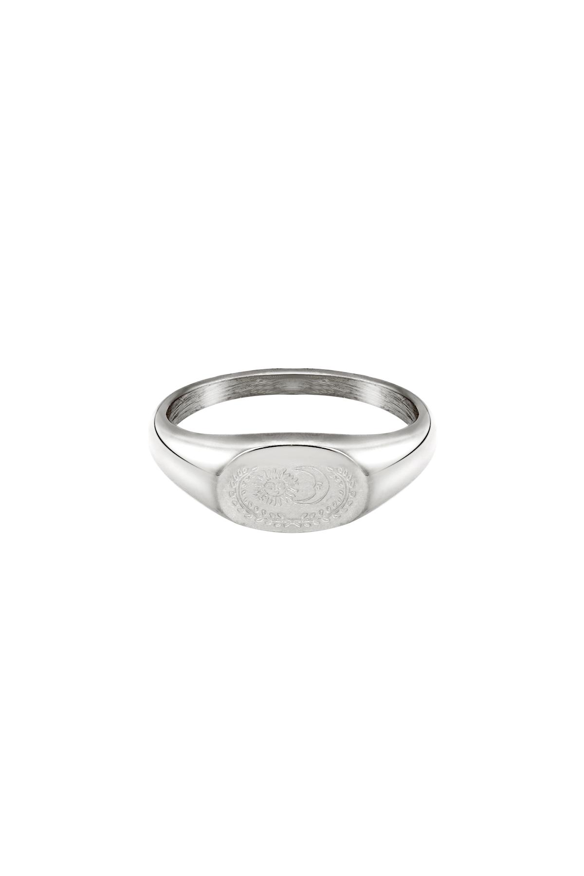 Ring Sun & Moon Silver Color Stainless Steel 16