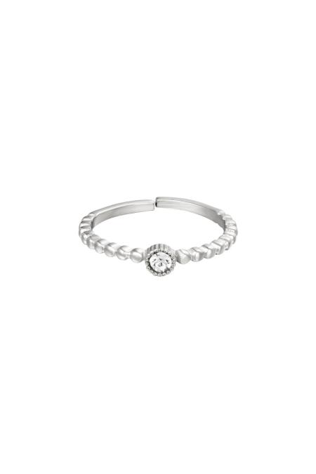 Ring Pearls in a Row White Gold Color Stainless Steel One size