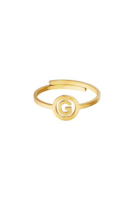 Stainless Steel Ring Initial G 