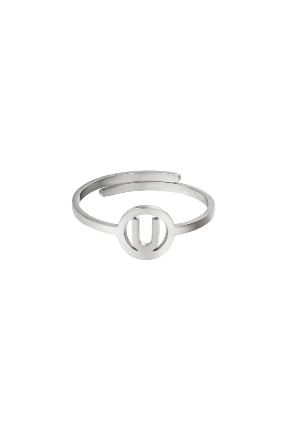 Anillo De Acero Inoxidable Inicial A Plata 