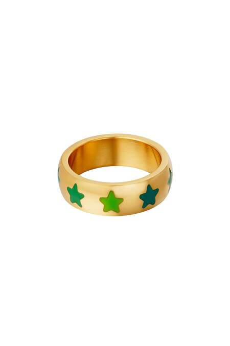 Anello in acciaio inox con stelle Green Stainless Steel 16 2