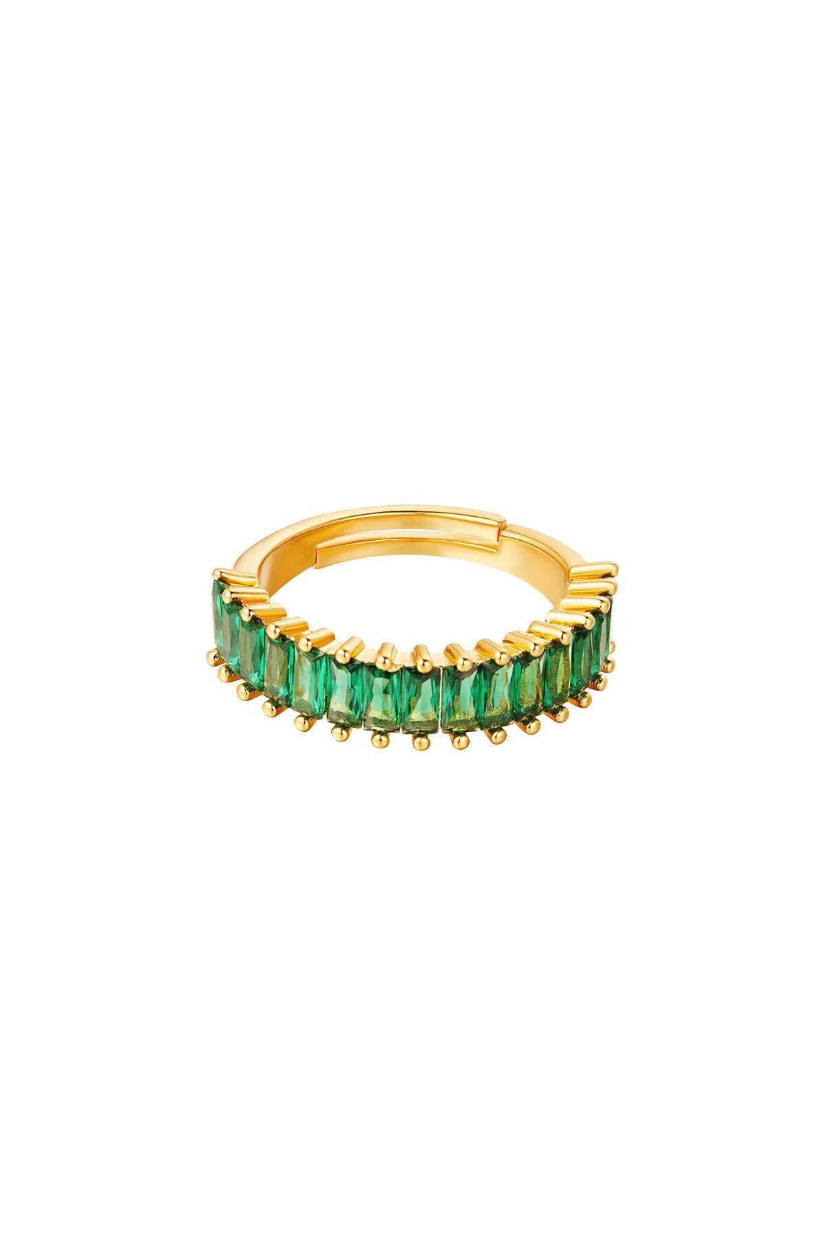 Anello regolabile con pietre preziose colorate Green Copper One size 2