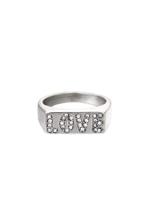 Stainless steel ring love with zircon details Silver Color 16 h5