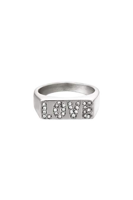Roestvrijstalen Ring Liefde Met Zirkoon Details Zilver Stainless Steel 16