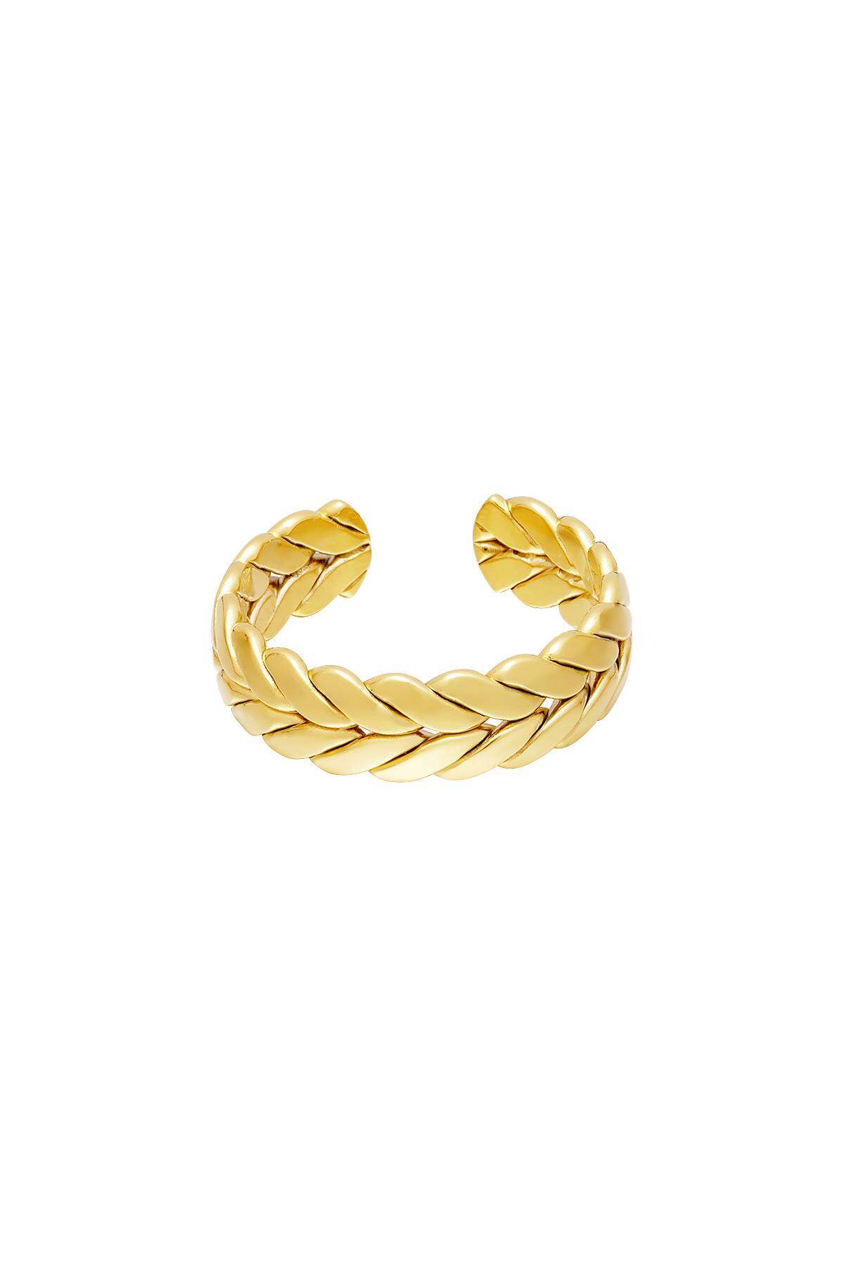 Anillo de acero inoxidable Color dorado One size