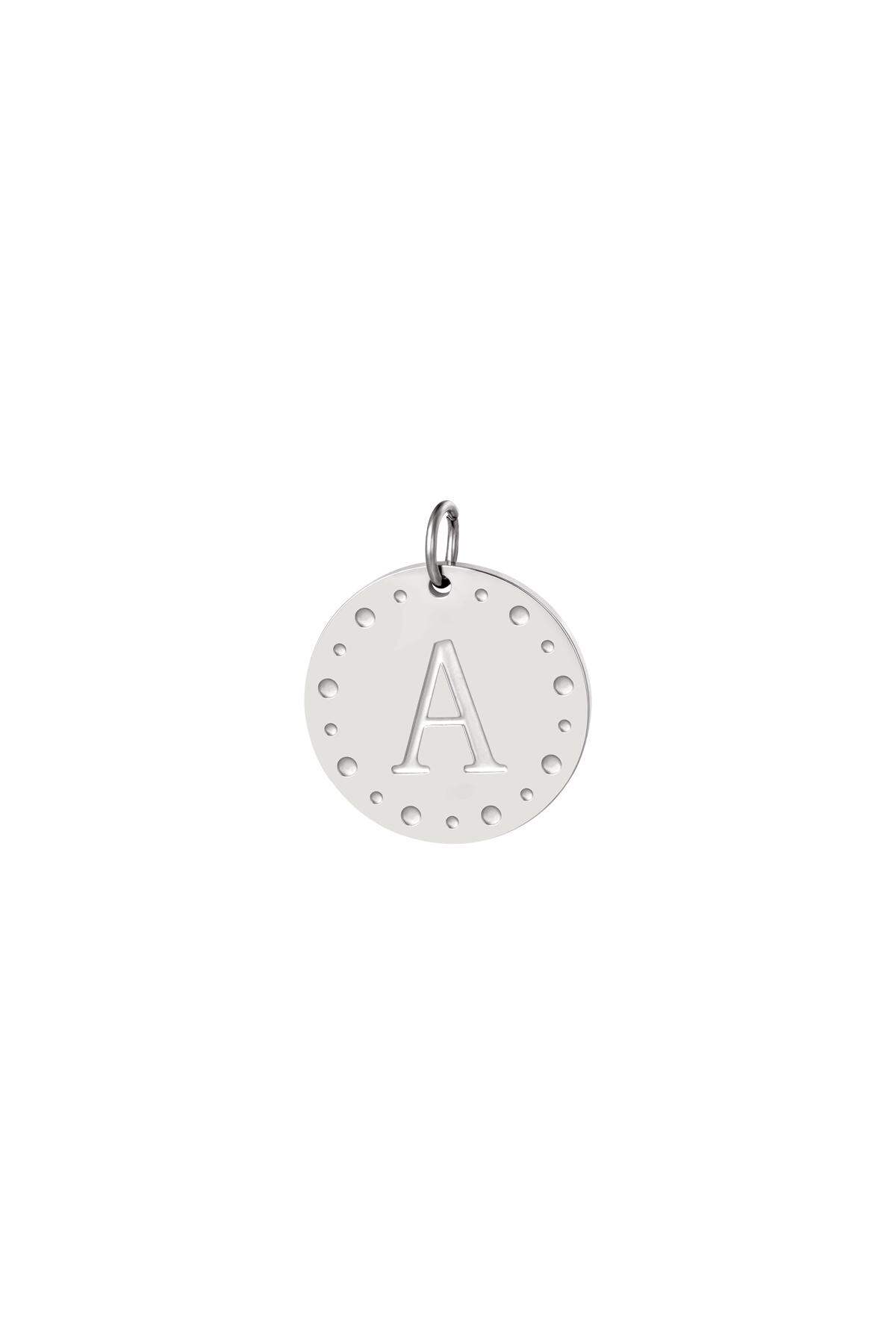Ciondolo circolare iniziale A Silver Color Stainless Steel 