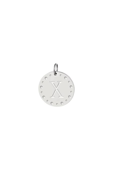 Circle charm initial A Silver Color Stainless Steel