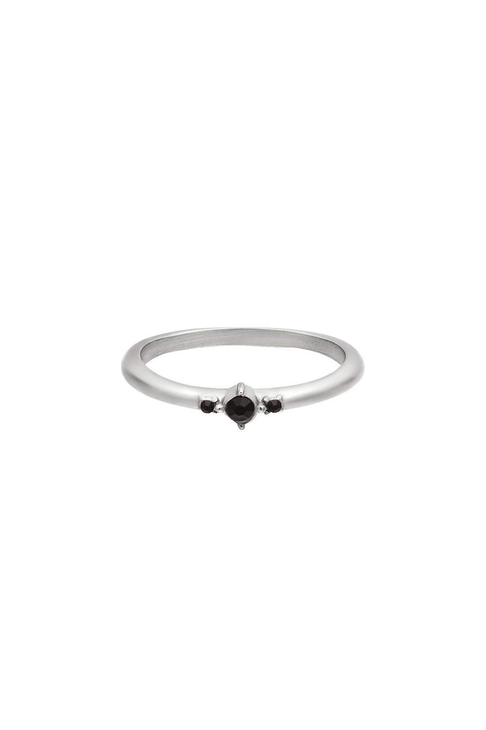 Anello in acciaio inossidabile con piccole pietre di zircone Silver Color Stainless Steel 16