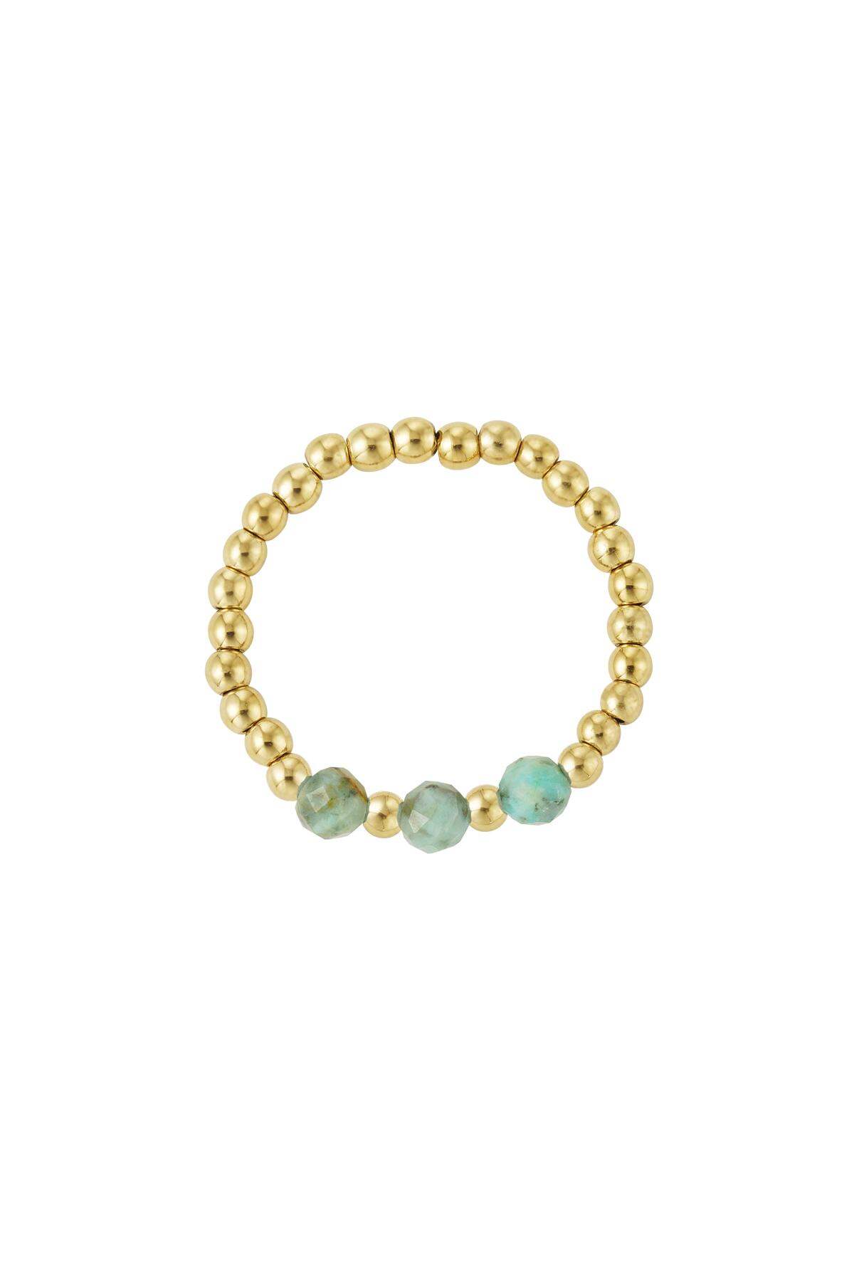 Anello elastico tre pietre - Collezione pietre naturali Green & Gold Stone One size h5 