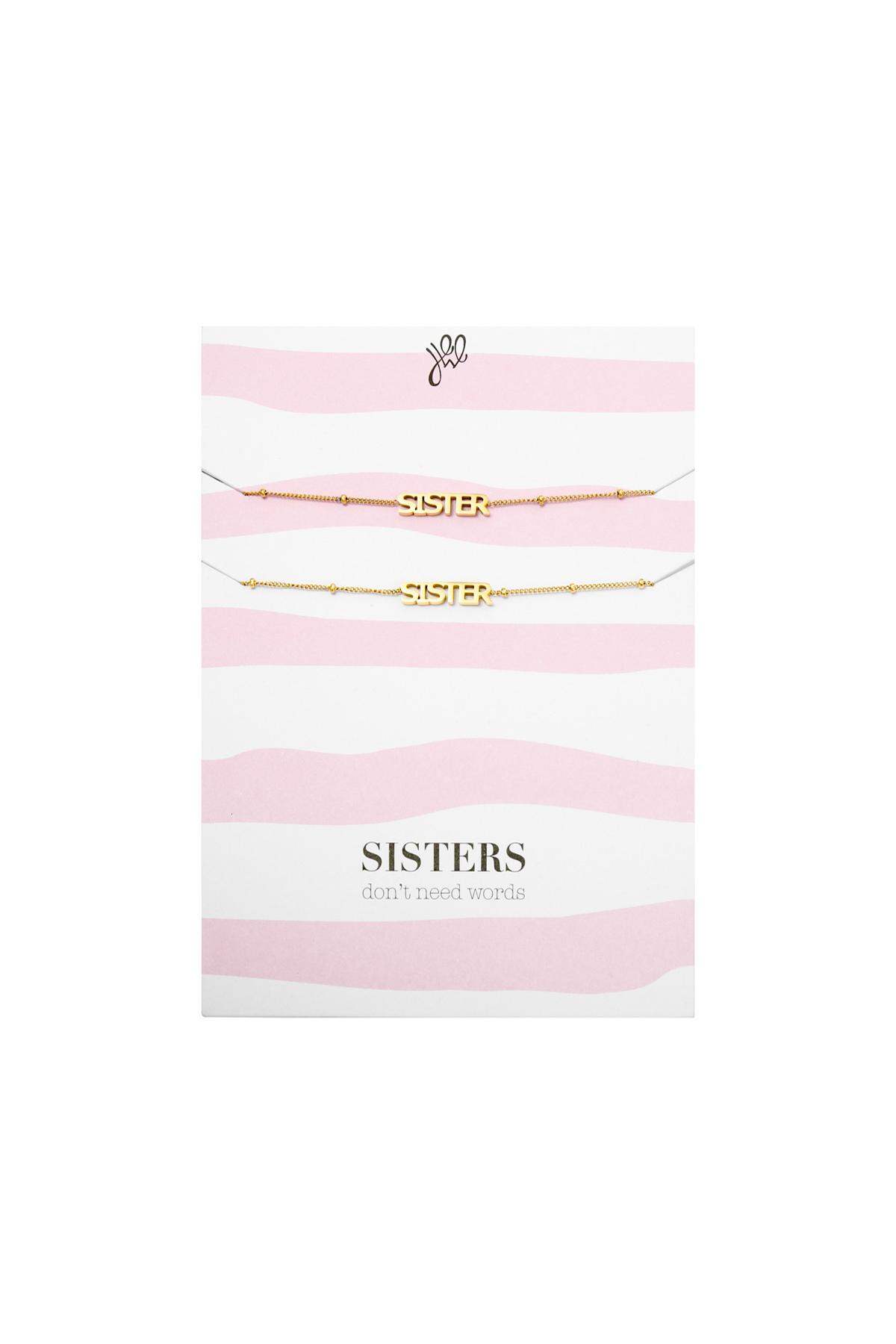 Bracelet  Sisters Don't Need Words Gold Color Stainless Steel