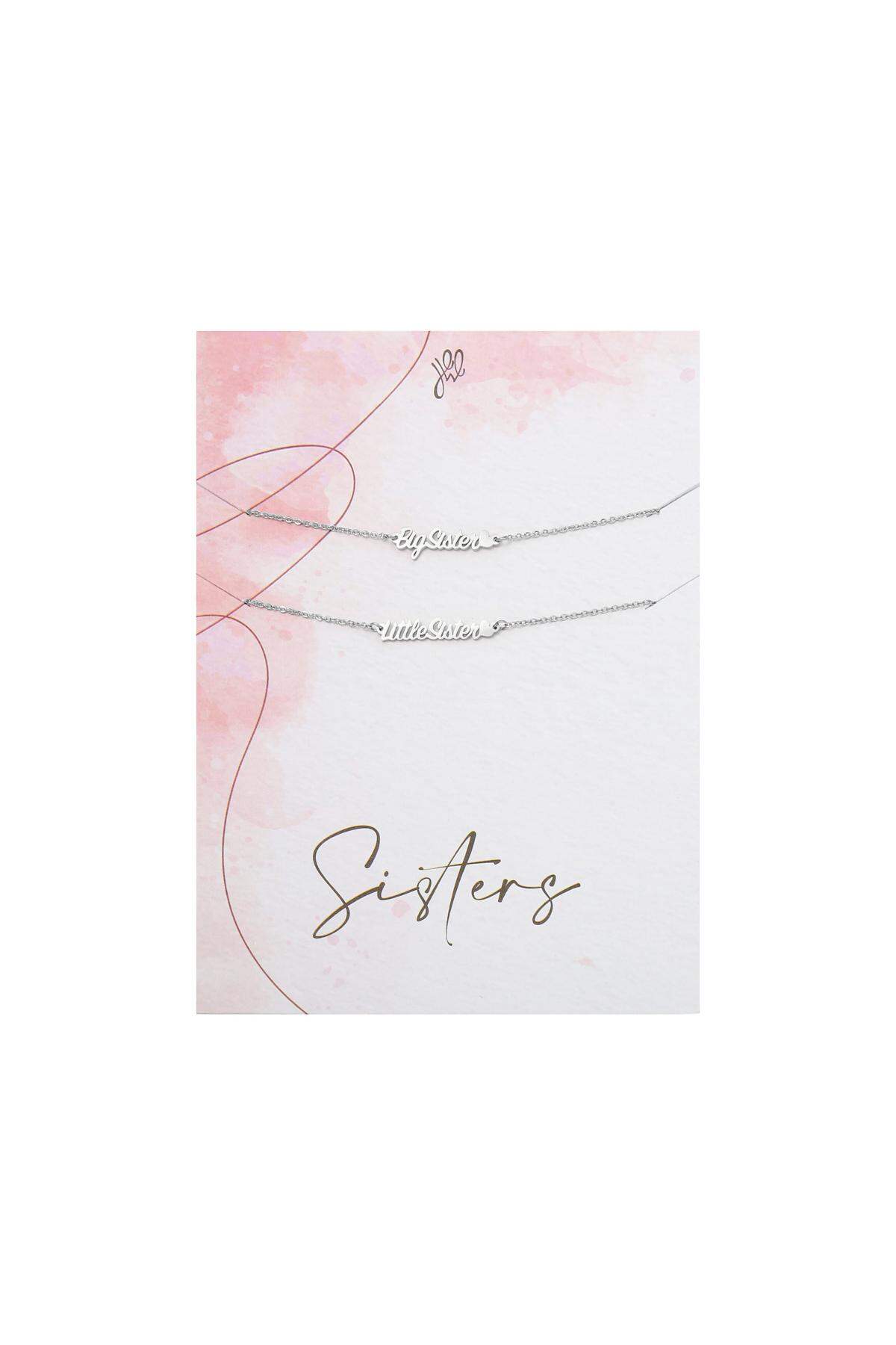 Bracelet Big Little Sister Silver Color Stainless Steel h5 