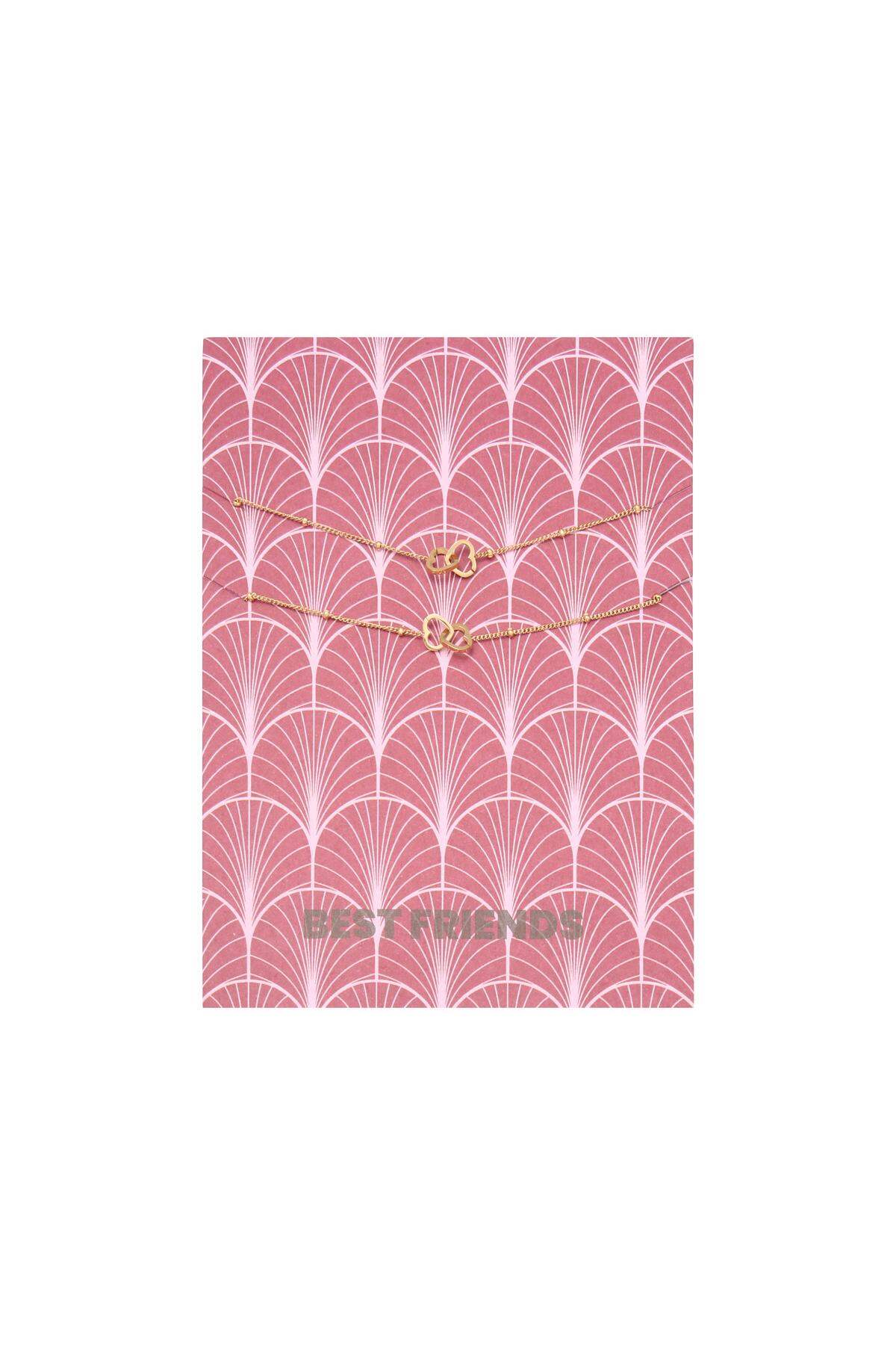 Armband Card Best Friends Goud kleur Stainless Steel h5 