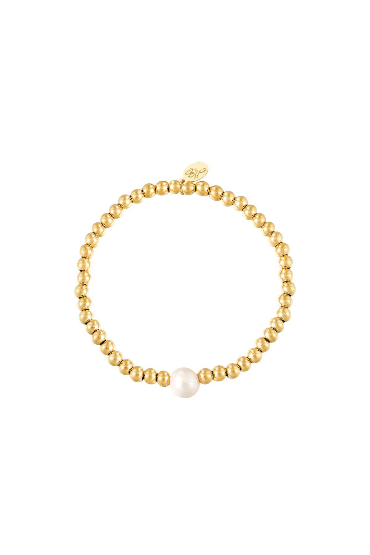 Bilezik büyük inci Gold Stainless Steel 