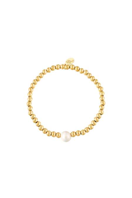 Armband Big Pearl Goud Kleur Stainless Steel