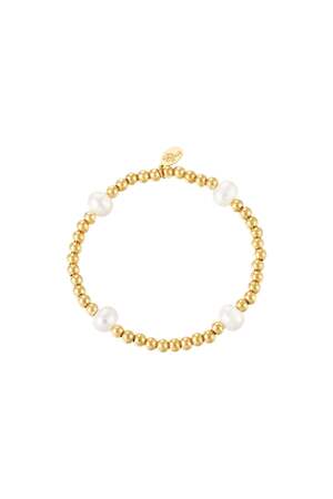Armband big pearl mix Goud kleur Stainless Steel h5