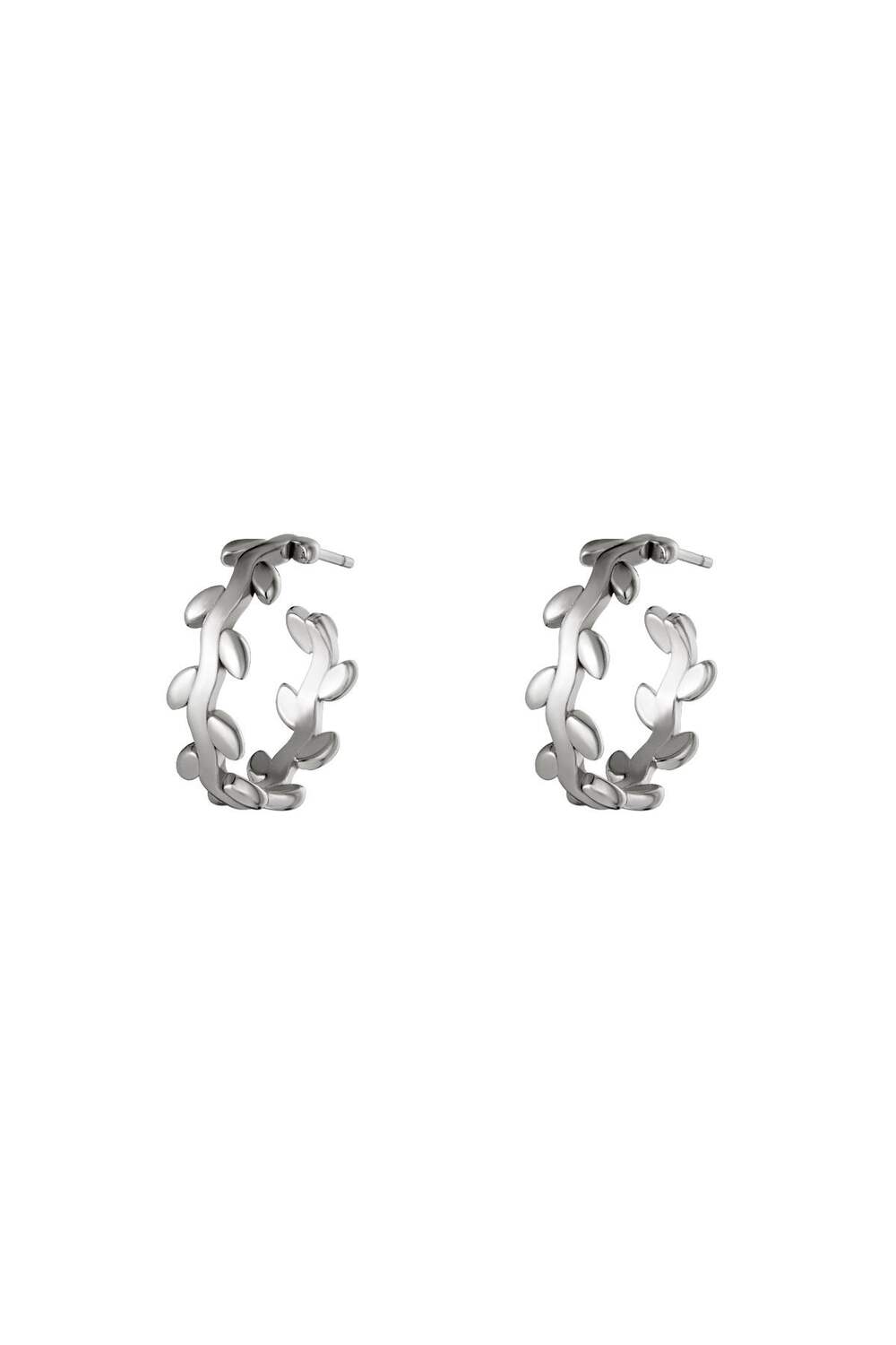 stainless steel earrings laurel wreath hoops