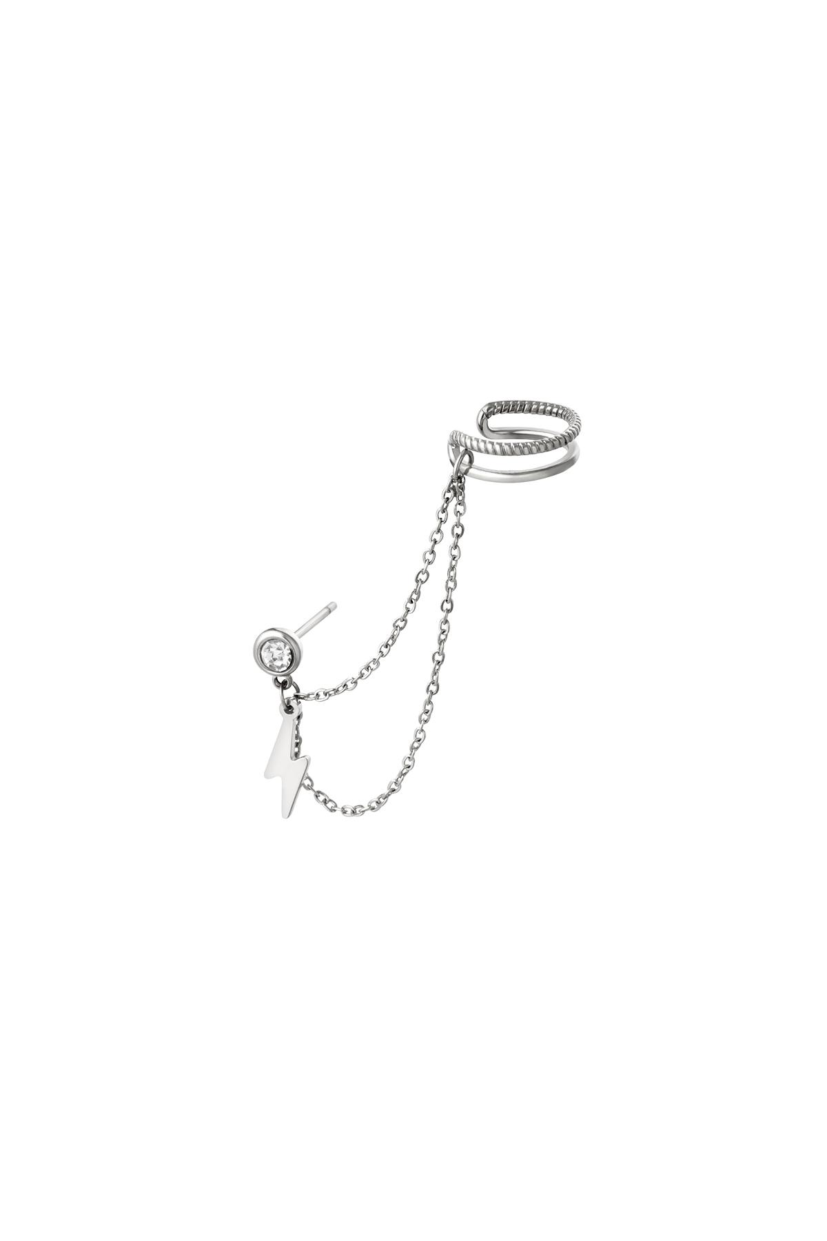 Groothandel RVS Oorclips Bliksemschicht Design voor Unisex - Set van 1, foto 3 van 3