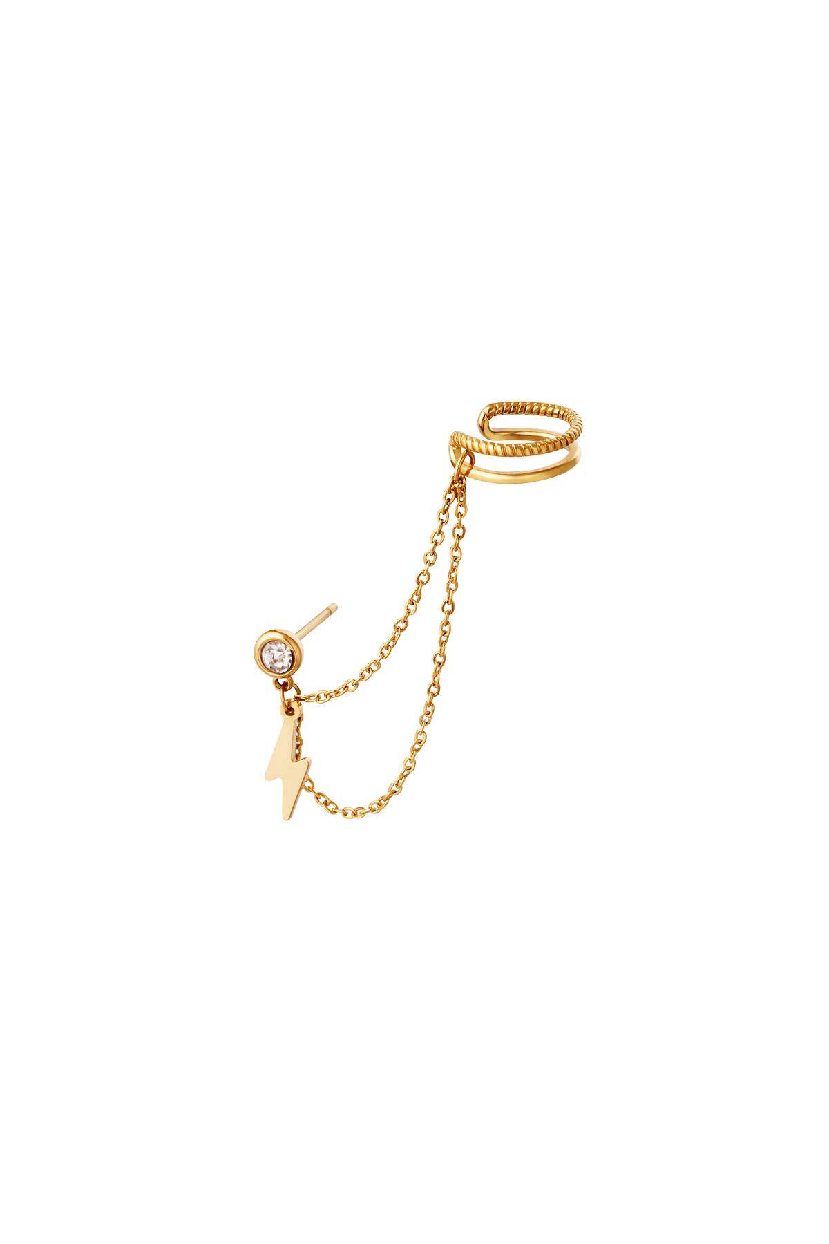 Flash luminoso del polsino dell'orecchio in acciaio inossidabile Gold Stainless Steel 2
