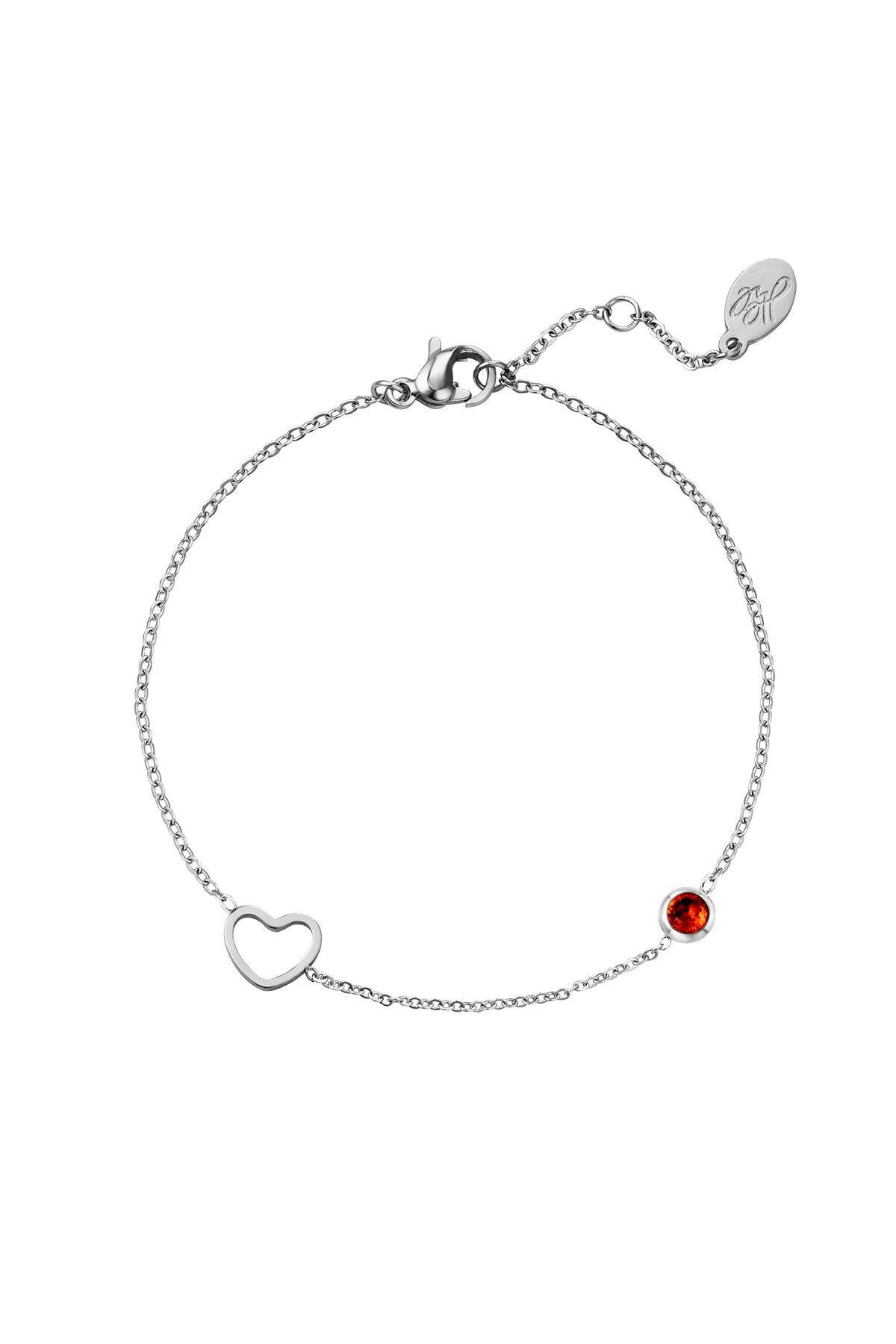 Bracciale Birthstone gennaio argento Red Stainless Steel h5 