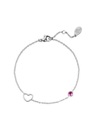 Pulsera De Piedra Natal De Enero De Plata Rojo Acero Inoxidable h5